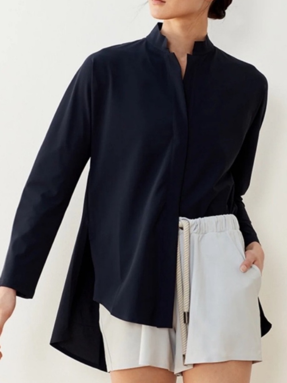 ADAY Something Borrowed Blouse Shirt Tunic Medium in Black